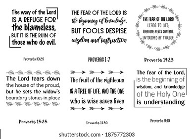 Set of Bible verses. Christian Quotes and Scripture sayings 