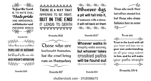 Set Bible Verses Christian Quotes Scripture Stock Vector (Royalty Free ...