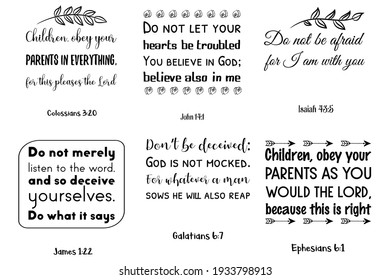 Set of Bible verses. Christian Quotes and Scripture sayings 
