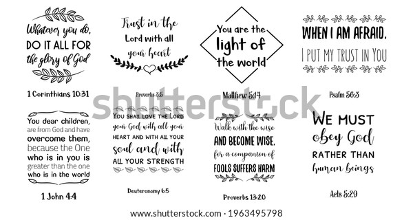 Set Bible Verses Christian Quotes Scripture Stock Vector (Royalty Free ...