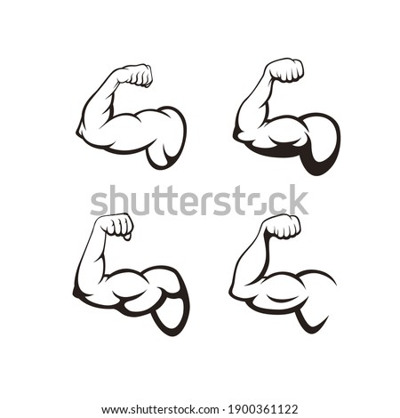 Set of Biceps muscle icon logo vector design template. Strong arm, muscle arm logo vector illustration