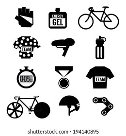 Set of Bicycle and Accessories Vector Illustration