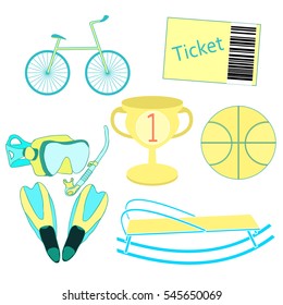 set a bicycle ball, basketball sports orange .vector illustration
