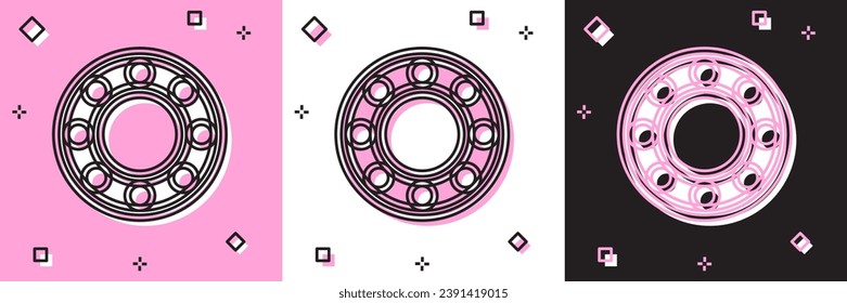 Set Bicycle ball bearing icon isolated on pink and white, black background.  Vector