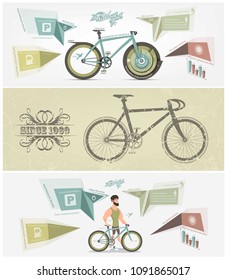 set of bicycle banner for Poster vector Design