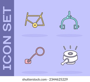 Ajuste el timbre de la bicicleta, el bastidor, el espejo retrovisor y el icono de las pinzas de freno. Vector