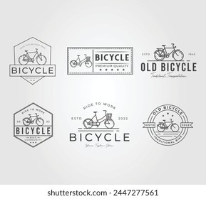 set of bicycle or bike line art logo vector illustration design