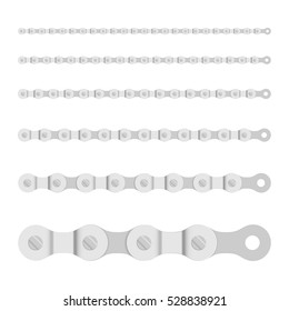 Set  of bicycle chain, isolated on white background.