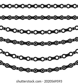 Set of bicycle chain, vector flat illustration, straight, hanging straight
