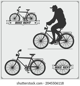 A set of bicycle, cyclist. Silhouette design.