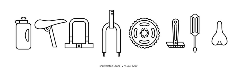 Conjunto de iconos de elementos de bicicleta