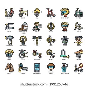 Set of Bicycle Element thin line and pixel perfect icons for any web and app project. 