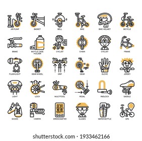 Set of Bicycle Element thin line and pixel perfect icons for any web and app project. 
