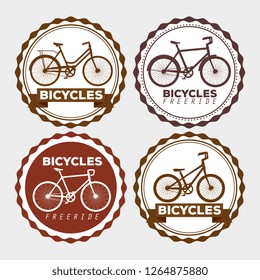 set bicycle emblem design transport