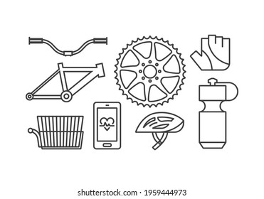 set of bicycle gear icons vector