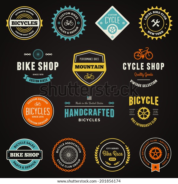 Set of\
bicycle graphics and logo design\
emblems