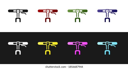 Ajuste el icono del manillar de la bicicleta aislado en fondo blanco y negro. Vector.