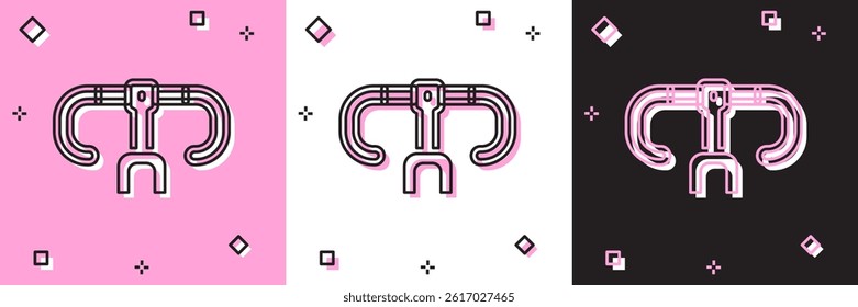 Set Bicycle handlebar icon isolated on pink and white, black background.  Vector