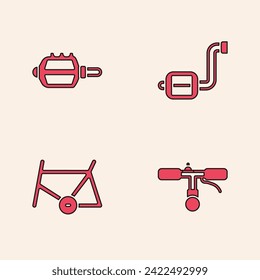 Set Bicycle handlebar, pedal,  and frame icon. Vector