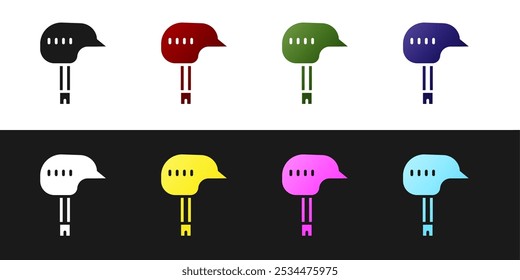 Set Bicycle helmet icon isolated on black and white background. Extreme sport. Sport equipment.  Vector