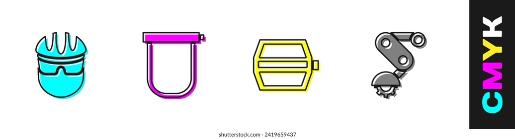 Set Bicycle helmet, lock, pedal and Derailleur bicycle rear icon. Vector