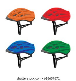 Set of bicycle helmets vector illustration isolated on white