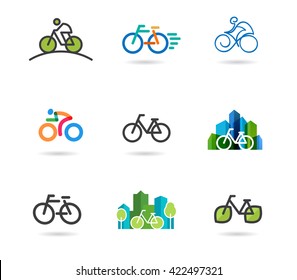 set of bicycle icons and symbols