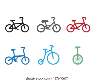 Set of bicycle icons and symbols, vector