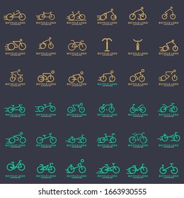 Set of Bicycle logo design template.  Cycling race vector icon illustration