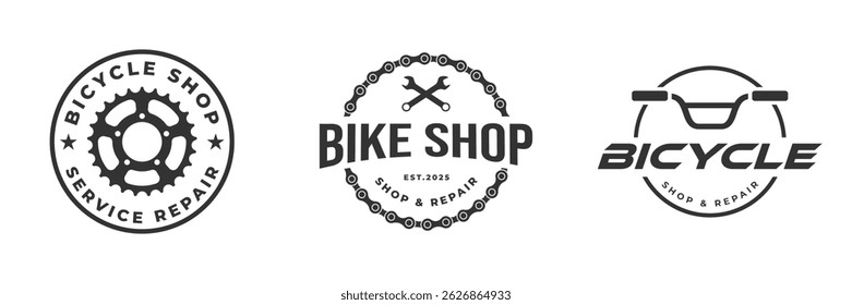 set bicycle logo vector illustration badge design, bicycle shop repair logo