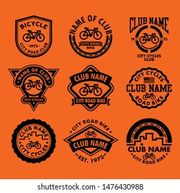 Set of bicycle logo vintage and modern design. Useful for banner, emblems, cards etc.