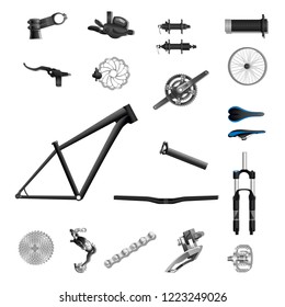  A set of bicycle parts vector