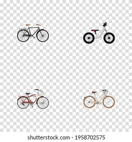 Set of bicycle realistic symbols with retro, balance, cruise bicycle and other icons for your web mobile app logo design.