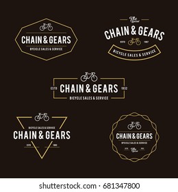 Set of bicycle in Retro Styled design badges