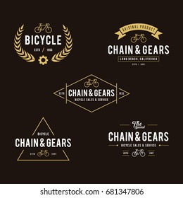 Set of bicycle in Retro Styled design badges
