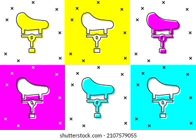 Set Bicycle Seat Icon Isolated On Color Background. Bicycle Saddle.  Vector