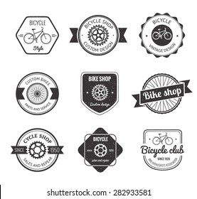 Set of  bicycle shop logo badges and labels made in vector