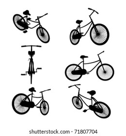 set of bicycle silhouette