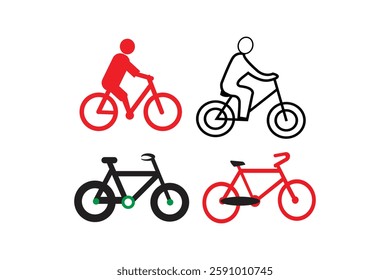 set of Bicycle silhouette vector design. The man ride bicycle icon, bicycle icon, Bike. Bicycle vector icon. Concept of cycling. sports organization, sports event, sports activity