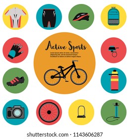 Set of bicycle sport outfit. Vector illustration.