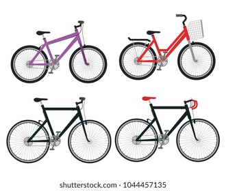 set bicycle styles icons