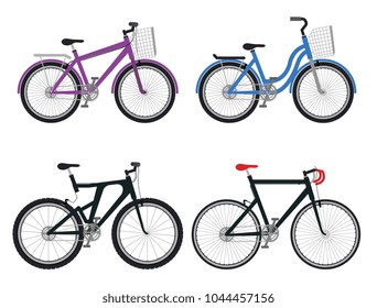 set bicycle styles icons