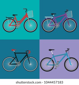 set bicycle styles icons