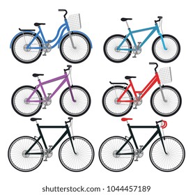 set bicycle styles icons