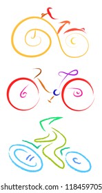set of bicycle symbol sketch vector illustration