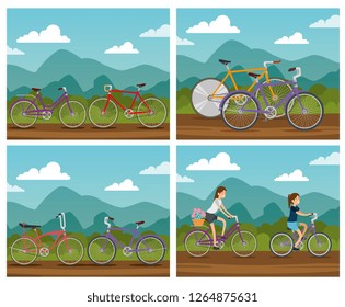 set bicycle transport lifestyle design