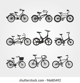 Set of Bicycle Vector Silhouettes