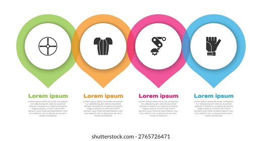 Set Bicycle wheel, Cycling t-shirt, Derailleur bicycle rear and Gloves. Business infographic template. Vector