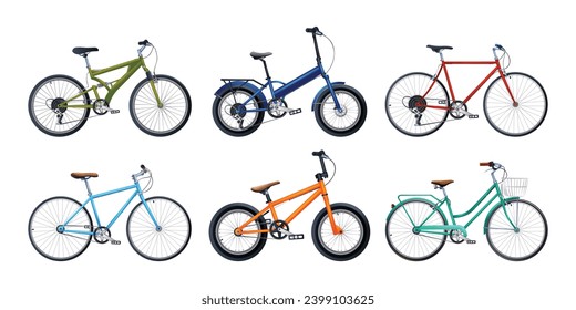 Set of bicycles in various types. Vector illustration