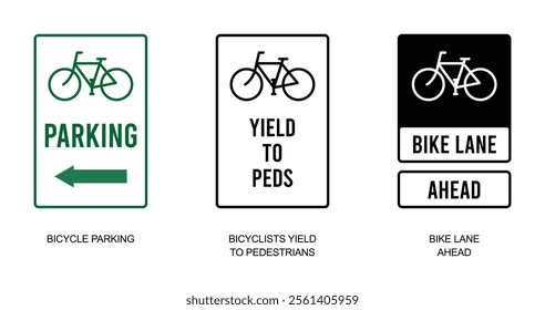 Set Bicyclists Bicycle Bike Cycling Pedestrian Sign Signs